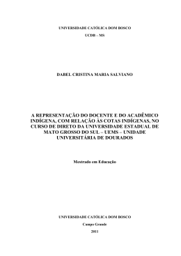a representa&ccedil;&atilde;o do docente e do acad&ecirc;mico ind&iacute;gena, com rela&ccedil;&atilde;o