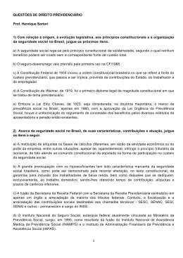 1 QUEST&Otilde;ES DE DIREITO PREVIDENCI&Aacute;RIO Prof. Henrique