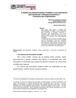 A An&aacute;lise das Demonstra&ccedil;&otilde;es Cont&aacute;beis e sua