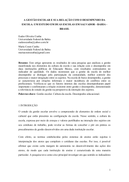 a gest&atilde;o escolar e sua rela&ccedil;&atilde;o com o desempenho da escola