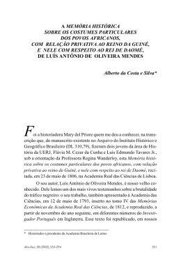 a mem&oacute;ria hist&oacute;rica sobre os costumes - Revista Afro-&Aacute;sia