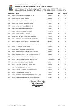 RESULTADO FINAL - CLASSIFICAÇÃO GERAL - Nucepe