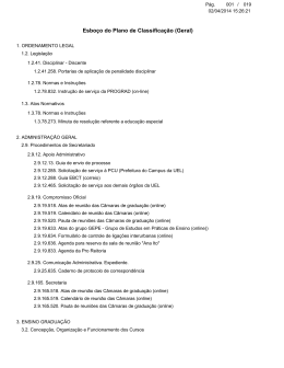 Esbo&ccedil;o do Plano de Classifica&ccedil;&atilde;o (Geral)