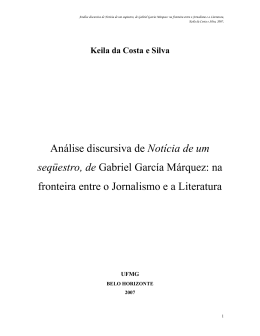 Análise discursiva de Notícia de um seqüestro, de Gabriel García