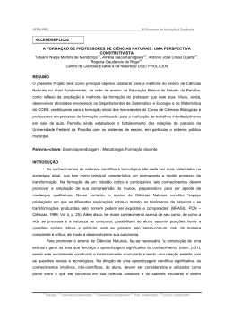 A FORMA&Ccedil;&Atilde;O DE PROFESSORES DE CI&Ecirc;NCIAS NATURAIS: UMA