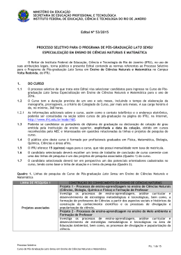 Especializa&ccedil;&atilde;o em Ensino de Ci&ecirc;ncias Naturais e Matem&aacute;tica