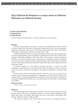 A(s) Ci&ecirc;ncias do Desporto e o corpo: entre as Ci&ecirc;ncias Naturais e