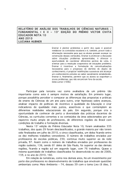 1 RELAT&Oacute;RIO DE AN&Aacute;LISE DOS TRABALHOS DE