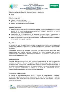 Redução do Consumo de Água para Higiene Hospitalar
