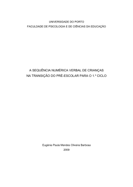 a sequência numérica verbal de crianças na transição do pré