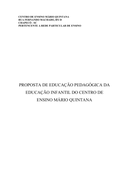 Proposta da educa&ccedil;&atilde;o infantil e projetos