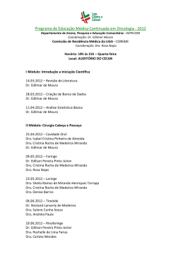 Programa de Educa&ccedil;&atilde;o M&eacute;dica Continuada em Oncologia
