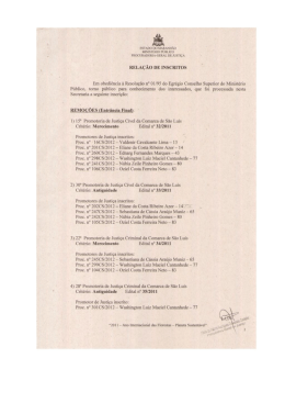 aELA&Ccedil;&Atilde;o or: INSCRITOS Em obedi&ecirc;ncia &agrave;