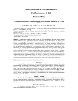 II Simp&oacute;sio Baiano de Educa&ccedil;&atilde;o Ambiental 25 a 27 de Setembro de