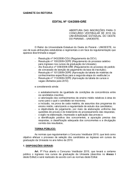 EDITAL N&ordm; 124/2009-GRE
