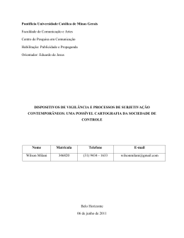 Dispositivos de vigil&acirc;ncia e processos de subjetiva&ccedil;&atilde;o