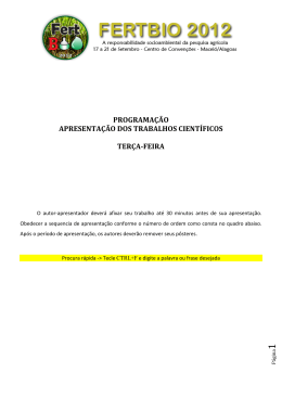 programa&ccedil;&atilde;o apresenta&ccedil;&atilde;o dos trabalhos cient&iacute;ficos ter&ccedil;a