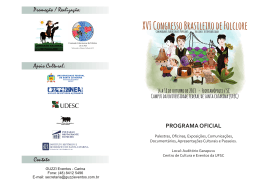 Programação Completa – XVI Congresso Brasileiro de Folclore