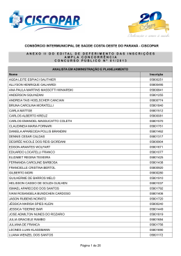 Anexo II do Edital de Deferimento das Inscri&ccedil;&otilde;es