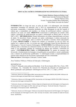 EDUCA&Ccedil;&Atilde;O, SA&Uacute;DE E ENFERMAGEM NO