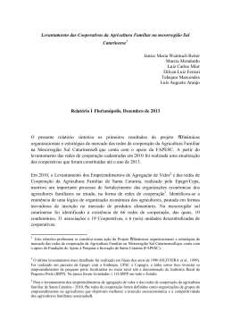 Levantamento das Cooperativas da Agricultura Familiar na