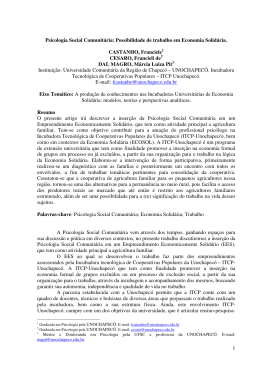 GT1 - Psicologia Social comunitaria possibilidade de