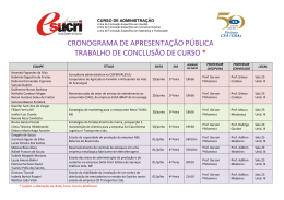 confira o cronograma de apresentação dos trabalhos de conclusão