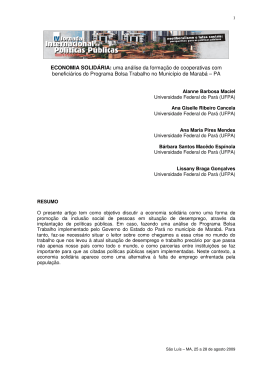 ECONOMIA SOLID&Aacute;RIA: uma an&aacute;lise da forma&ccedil;&atilde;o de cooperativas