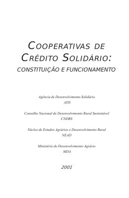 Cooperativas de Crédito Solidário: Constituição e Funcionamento