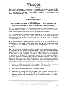 ESTATUTO SOCIAL DA COOPERATIVA DE CR&Eacute;DITO