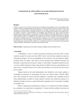 1 Cooperativismo de cr&eacute;dito solid&aacute;rio: um arranjo institucional em