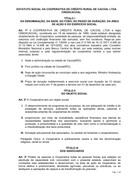 ESTATUTO SOCIAL DA COOPERATIVA DE CR&Eacute;DITO RURAL DE