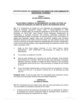 1 ESTATUTO SOCIAL DA `COOPERATIVA DE CR&Eacute;DITO DE LIVRE