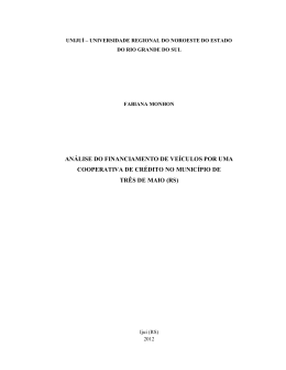an&aacute;lise do financiamento de ve&iacute;culos por uma cooperativa de