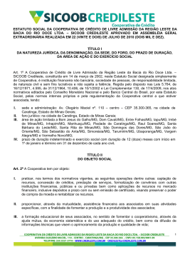 ESTATUTO SOCIAL DA COOPERATIVA DE