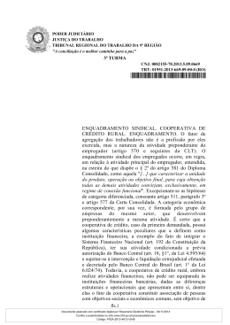 ENQUADRAMENTO SINDICAL. COOPERATIVA DE CR&Eacute;DITO
