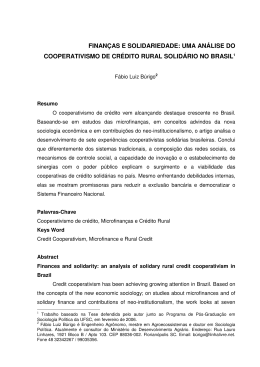 finan&ccedil;as e solidariedade: uma an&aacute;lise do cooperativismo