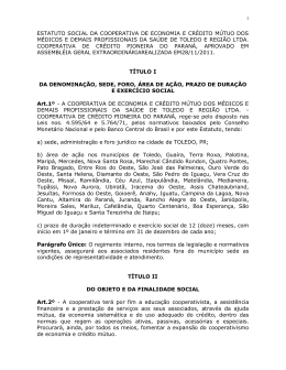 Estatuto Social - Uniprime Pioneira do Paran&aacute;