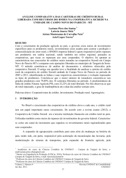 an&aacute;lise comparativa das carteiras de cr&eacute;dito rural liberada