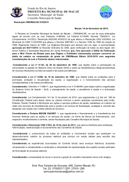 Resolução 010/2015 - Prefeitura Municipal de Macaé