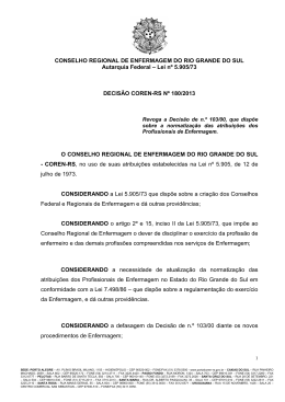 Decisão COREN-RS nº 180/2013