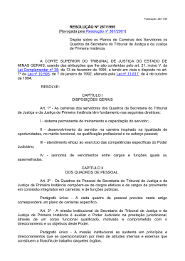 Resolu&ccedil;&atilde;o n&ordm; 287/95 - Tribunal de Justi&ccedil;a de Minas Gerais
