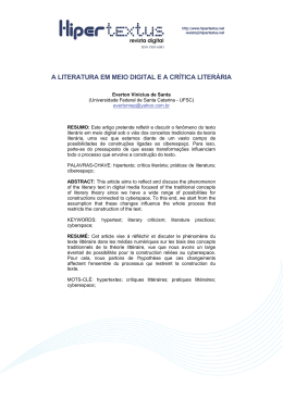 A Literatura em meio digital e a cr&iacute;tica liter&aacute;ria
