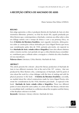 A recep&ccedil;&atilde;o cr&iacute;tica de Machado de Assis