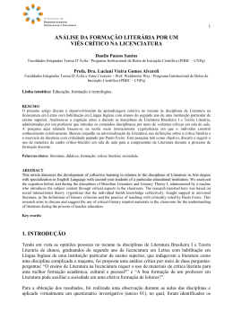 an&aacute;lise da forma&ccedil;&atilde;o liter&aacute;ria por um vi&eacute;s cr&iacute;tico na licenciatura 1