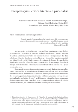 Interpreta&ccedil;&otilde;es, cr&iacute;tica liter&aacute;ria e psican&aacute;lise
