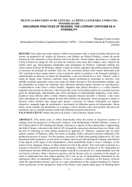 PR&Aacute;TICAS DISCURSIVAS DE LEITURA: A CR&Iacute;TICA LITER&Aacute;RIA