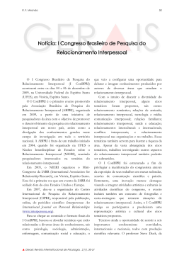 Notícia: I Congresso Brasileiro de Pesquisa do