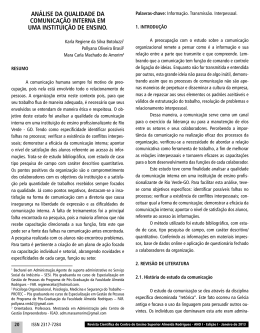an&aacute;lise da qualidade da comunica&ccedil;&atilde;o interna em uma institui&ccedil;&atilde;o de