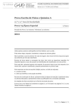 Prova Escrita de F&iacute;sica e Qu&iacute;mica A